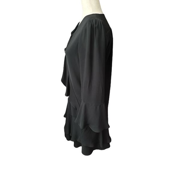 Parker Black Cocktail Party Ruffled V Neck Dress S - Picture 6 of 8